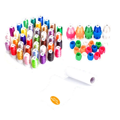 Simthread 40 Brother Colors Polyester Embroidery Thread 500M Upgrade Kit|with 20PCS Thread Holder&10