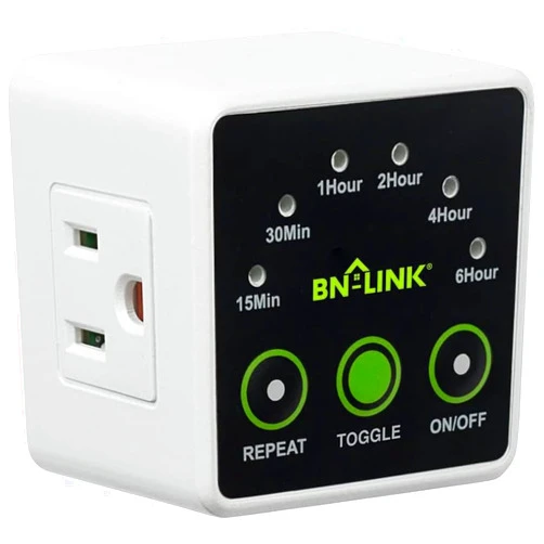 BN-LINK Smart Digital Countdown Timer, Repeat Cycle Timer with 3-Prong Grounded Outlet for Lamps, Light and Home Appliances, 15A/1875W ½ HP