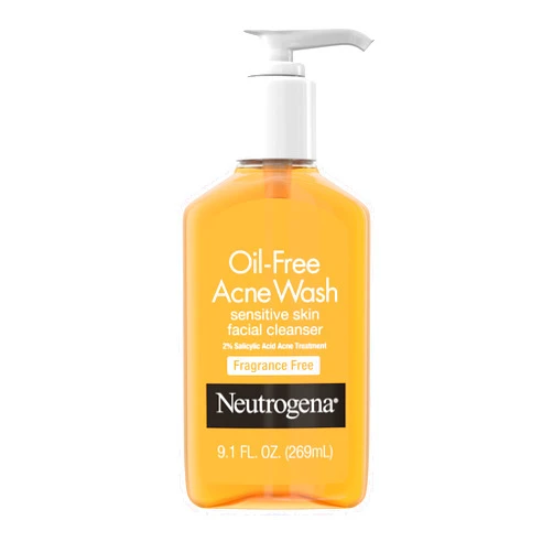 Neutrogena Oil-Free Acne Fighting Fragrance-Free Facial Cleanser, 2% Salicylic Acid Acne Treatment, Daily Oil-Free Acne Face Wash for Acne-Prone Skin with Salicylic Acid, 9.1 fl. oz