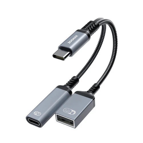 ZOOAUX USB C to USB OTG Adapter and Charger Cable, 2 in 1 USB-C Splitter with 60W PD Charging Type C OTG and USB A Female Port Compatible with Chromecast Google TV,iPad Pro,Samsung S23/S22,Pixel,LG