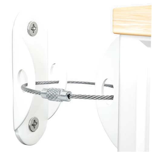 Booda Brand Furniture Anchors (6 Pack) for Baby Proofing, Furniture Straps Anti Tip Furniture Anchor Securing 400 lbs/Keep Baby Pet Safety from Falling Furniture, Metal White Earthquake Straps