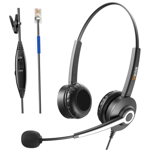 Wantek Phone Headset for Landline Office Phone,Noise Canceling Microphone and Mute Switch,Telephone Headset Compatible with Cisco IP-7940 7942 7945 7960 7962 7965 7811 7821 8811 8841 8845 8851