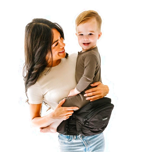 Tushbaby - Safety-Certified Hip Seat Baby Carrier - Mom’s Choice Award Winner, Seen on Shark Tank, Ergonomic Carrier & Extenders for Newborns & Toddlers (Carrier, Black)