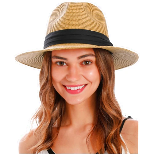 Simplicity Mens Women's Wide Brim Straw Panama Sun Hat