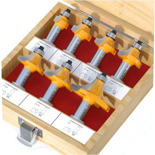 XDENGP 7 Pcs Roundover Router Bits Set 1/2 Shank, Round Over Router Bits, Router Bits Round Over for Edging Forming Rounding Woodworking Cutter, Radius: 1/8