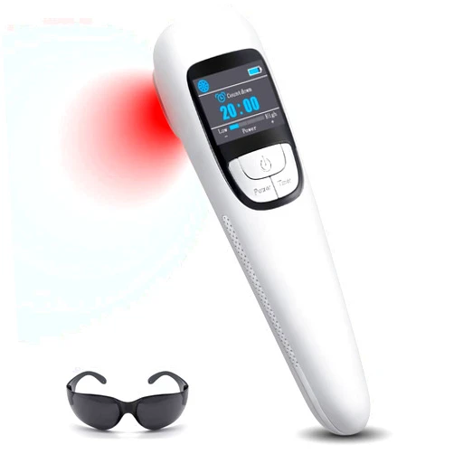 SINORIKO Red Light Therapy Device for Shoulder Back Knee Joint Muscle Pain Relief, 13pcs x 650nm + 3pcs x 808nm, 4 Power + 4 Timer, Handheld Cold Laser Therapy Device for Dogs Pet Horse