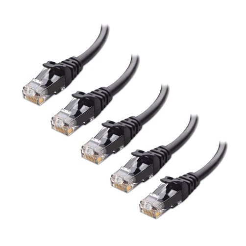 Cable Matters 10Gbps 5-Pack Snagless Short Cat 6 Ethernet Cable 4 ft (Cat 6 Cable, Cat6 Cable, Internet Cable, Network Cable) in Black