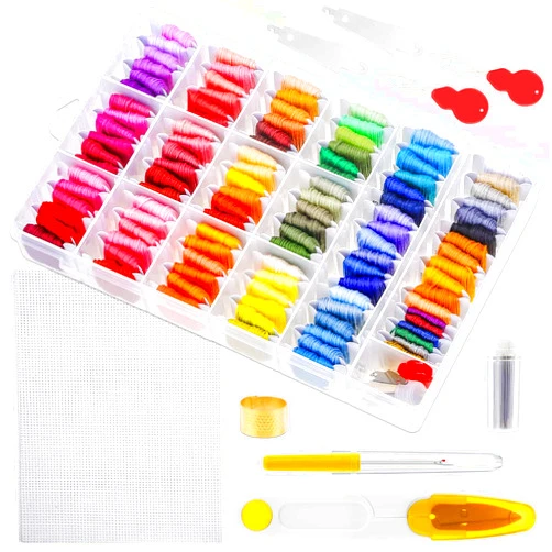 Paxcoo 146 Pcs String Bracelet Making Kit Embroidery Floss with Organization Box Including 108 Colors Cross Stitch Thread Bracelet String and 38 Pcs Tools for Friendship Bracelet String Making