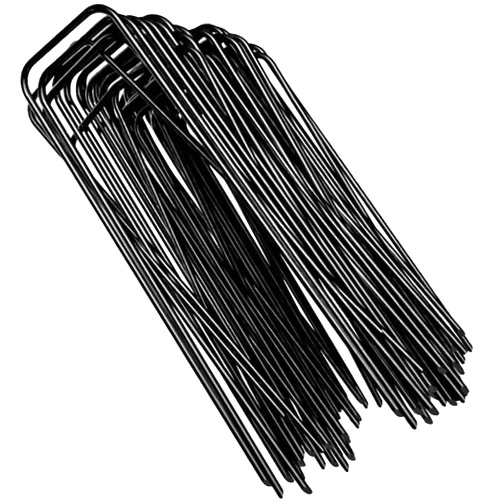 BECHOICEN 6 Inch Galvanized Garden Landscape Staples Stakes, Heavy Duty Anti Rust Stakes U-Shaped Weed Barrier Fabric Stakes for Holding Fence Ground Cover Artificial Turf Soaker Hose Dripper Irrigation (10)