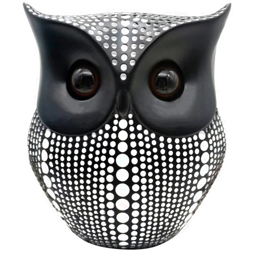 HOWFIELD Resin Owl Statue Home Decor - Black Owl Sculpture, Bird Statue, Small Accents for Bedroom, Office, Garden, Bookshelf, TV Stand Figurines(Black)