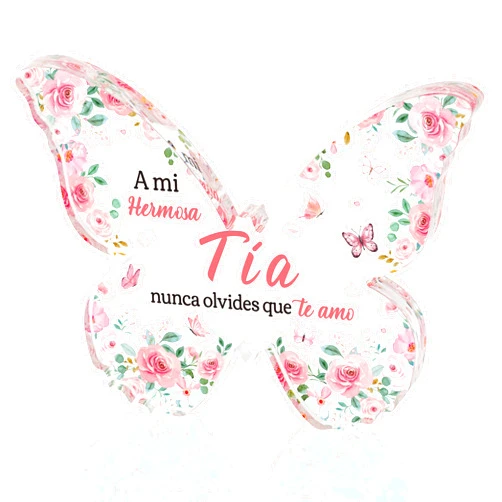 Yopyame Spanish Aunt Birthday Gifts - Regalos para Tía Acrylic Butterfly Plaque Aunt Birthday Gifts from Niece Nephew Keepsake Paperweight Gift in Spanish for Aunts Christmas Wedding Mother's Day Gift