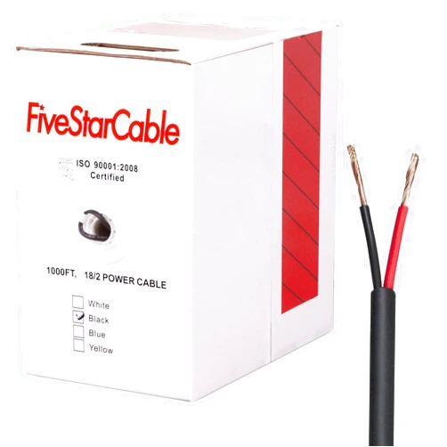FiveStarCable 18/2 Gauge Low Voltage Stranded Cable Wire - 1000 ft, 18 AWG, 2 Conductors, PVC Jacket - for Security Systems, Alarm, Audio, Control, Intercom, and Speaker Applications
