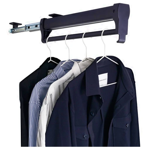 Japard Closet Organization Rail Retractable, Adjustable 20-36 inches, Sliding Pants and Clothes Rack, Heavy Duty 33 lbs loadable Black