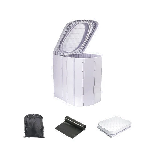 AWWVVA Upgrade XL Grey Portable Toilet for Camping, Portable Folding Toilet with Lid, Porta Potty Car Toilet Bucket Toilet Portable Potty for Adults, Travel Toilet for Camping Hiking,Light Gray