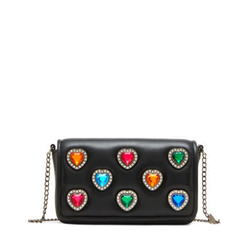 Betsey Johnson Bejeweled Crossbody, Black