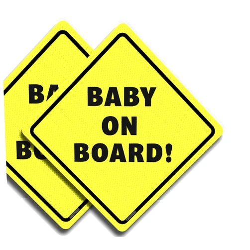 FridayVibez Baby On Board Sticker Sign - Essential for Cars - 2 Pack, 5.5