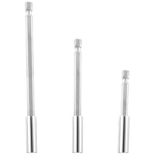 LLOUSSAK 3Sizes Magnetic Bit Holder for Impact Driver, 1/4'' Hex Shank Drill Bit Extension, Quick Release Steel Magnetic Screwdriver Drill Bit Holder, Bit Extender for Repair Maintenance DIY (2/4/6'')
