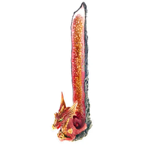 TRUYOND Incense Stick Holder Burner with Fantasy Decorative Figures: Light Resin Aromatherapy Ornament Home Decor with Ash Catcher (Dragon Red)