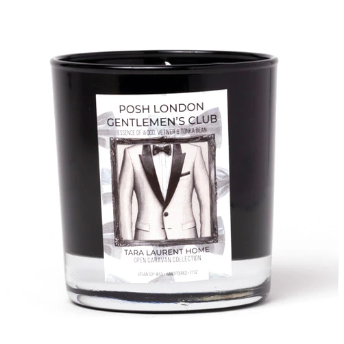 OPEN Caravan Collection Luxury Scented Soy Candle | Posh London Gentlemen's Club | Blend of Rosewood, Cardamom and Oud Wood | Lasting Fragrance | Candles of Men | Long Burn Time 75-90 Hrs
