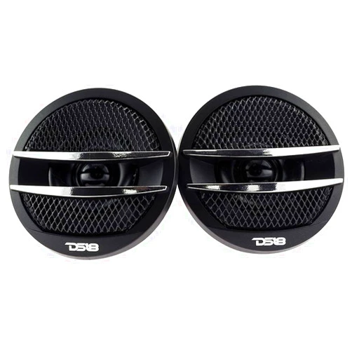 DS18 TX1S Tweeter X1 1.38-inch 200 Watts Max Pei Dome Ferrite Tweeters with Mounting Kit Angle, Flush, & Surface - Set of 2 (Black/Silver)