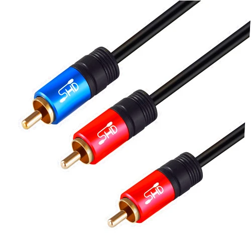 SHD RCA to 2RCA Subwoofer Cable Audio Cable 2RCA to 1RCA Bi-Directional RCA Y Adapter Premium Sound Quality Dual Shielded with Gold Plated Connectors-6Feet