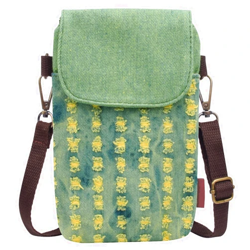 WITERY Small Canvas Cell Phone Purse Wallet- Handmade Cute Cross Body Phone Purse with Adjustable Shoulder Strap