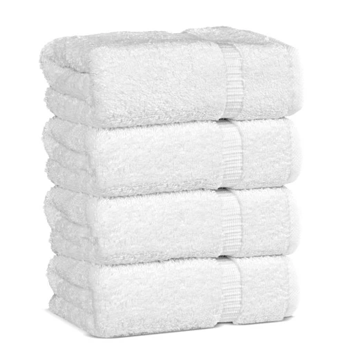 Chakir Turkish Linens 100% Cotton Premium Turkish Towels for Bathroom | 16'' x 30'' (4-Piece Hand Towel, White)