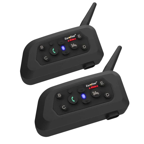 EuroFone V6 Helmet Bluetooth Headset,1200meters 6 Riders Bluetooth Helmet Intercom Headset with CVC Noise Sound Quality Speakers Communication Systems Motorcycle