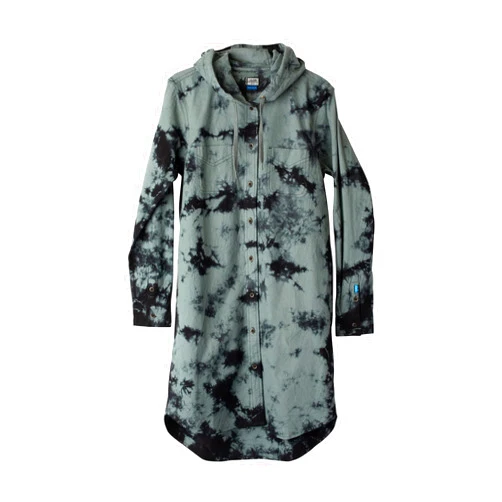 KAVU Ellowen Dress Womens Long Sleeve Tie Dye Button Down