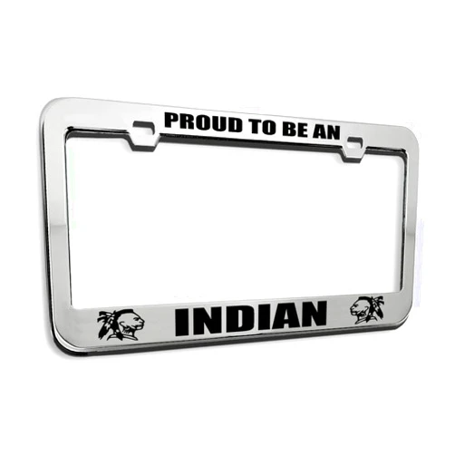Speedy Pros Metal License Plate Frame Native American Indian Metal Car Accessories Chrome 2 Holes 1 Frame