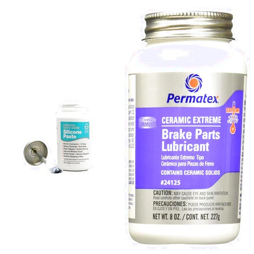 Tribology/Tech-Lube Silicone Paste with Brush, Permatex Ceramic Brake Lubricant, 8 oz (2 Items)