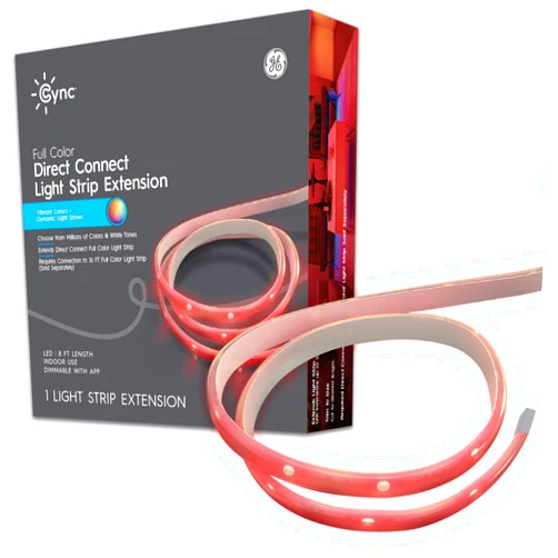 Cync GE CYNC Direct Connect Smart LED Light Strip Extension, Room Décor Aesthetic Color Changing Lights, LED Lights for Bedroom and TV, Works with Amazon Alexa and Google, 8 Ft Extension ONLY