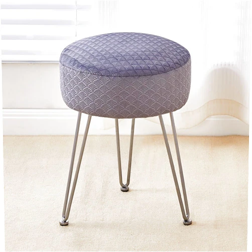 Cpintltr Vanity Stool Foot Stools Velvet Ottoman Stool Round Ottoman Bench Modern Dressing Stool Small Stool Side Table Footstool with Metal Leg Vanity Stool for Bathroom Living Room Grey