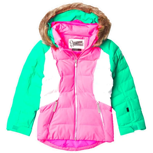 Spyder Kids Girl's Atlas Synthetic Down Jacket (Big Kids) Bryte Bubblegum/Scuba 14 Big Kids