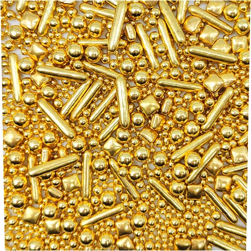 Homankit Gold Pearl Sugar Sprinkle Candy Mix Size Baking Gold Sprinkles for Cake Decorations Cupcake Toppers Cookie Decorating Wedding Party Valentine Halloween Christmas Supplies 120g/4.23oz