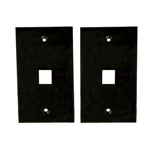 BUPLDET 1 Port Keystone Wall Plate Glossy Black - Single Gang 1 Hole Keystone Jack Wallplate for CAT7/CAT6/CAT6a/CAT5e Insert Connector (2-Pack)
