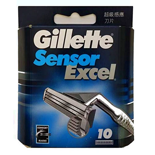 Gillette Sensor Excel Shaving Cartridges for Men Quantity: 10 (Packaging May Vary)