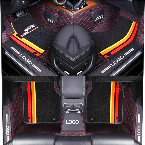 Youghuen Custom Double Layer car Floor mats Carpet for 98% Custom Style All Weather Protection Floor mats - Coverage Front and Back Liner Mats for Protection Non-Slip Floor Liner (Red Black)