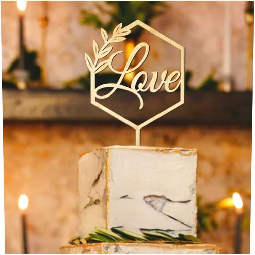 HappyPlywood Love Wooden Cake Topper for Wedding Birthday Mather’s Day Present HappyPlywood (unpainted)