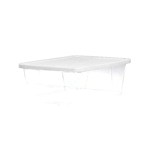HOMZ 10 Pack Storage Bins, Clear Plastic Organizing Containers w/White Lids, 6 Quart