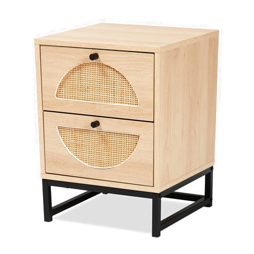 Baxton Studio Ardon 15.7-inch W x 15.7-inch D End Table, Light Brown and Black (196-12078-HiT)
