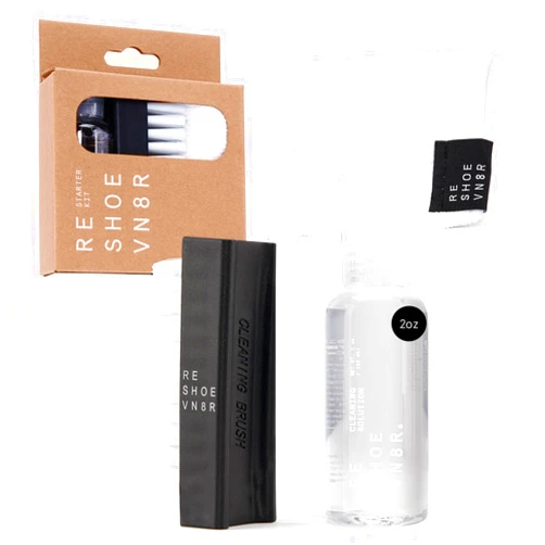 Reshoevn8r Shoe Cleaner Sneakers Kit, Starter Kit - Sneaker Cleaner for Canvas, Mesh, Knit, Leather, Nubuck, Plastic, & Rubber Shoes - 2oz Cleaning Solution, 1 Medium Bristle Brush, & Microfiber Towel