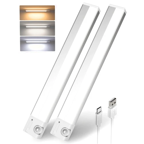 EZVALO Under Cabinet Lights, 4000mAh Rechargeable LED Closet Lights, 3 Color Temps 90° Adjustable Motion Sensor Light Indoor, Dimmable Under Counter Lights for Kitchen, Wardrobe, Hallway, 2 Packs