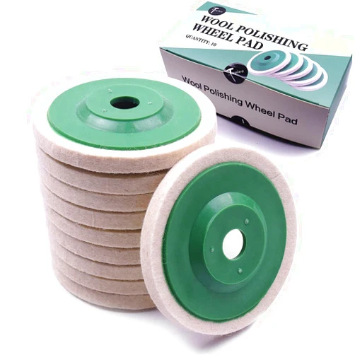 ATOPLEE Wool Polishing Wheel Disc,10pcs 98mm Dia Buffing Wheel for 4 Inch Angle Grinder,Wool Felt Polishing Wheel for Metal,Marble,Wood(Hole Diameter:16mm)