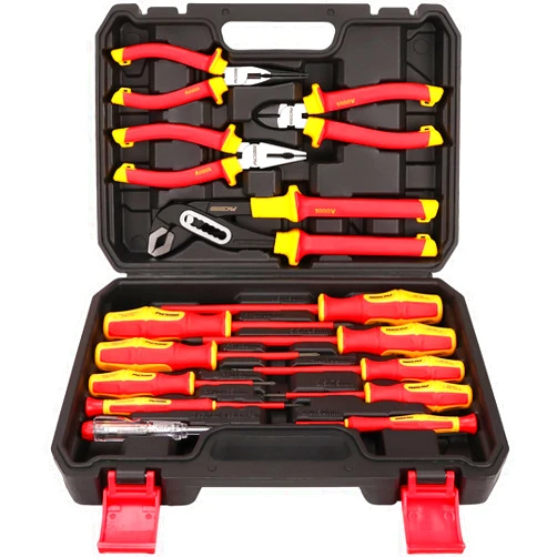 SEDY Insulated Screwdriver & Pliers Set: 14-Piece VDE Insulated Set 1000V Insulated Electrician Tool Set with Magnetic Phillips, Slotted Screwdrivers and Insulated Pliers