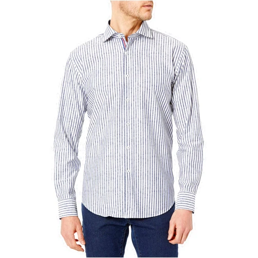 Bugatchi Men's Long Sleeve Spread Collar Shaped Woven