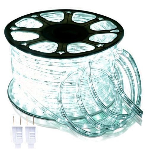 SURNIE LED Rope Lights Outdoor Waterproof: 150FT LED Rope Lighting Dimmable - 110V 6500K Daylight White String Light Tube Cuttable Connectable For Garden Patio Party Indoor Decoration, Not Flat Strip