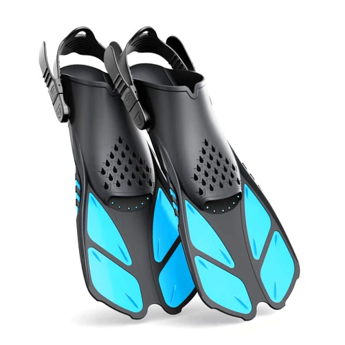 Greatever Snorkel Fins Adjustable Buckles Open Heel Swim Flippers Travel Size Short Swim Fins for Snorkeling Diving Swimming Adult Men Womens