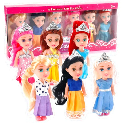 Liberty Imports Little Royal Princess Toddler Dolls with Dresses, Girls Imaginative Pretend Play Small Dolls Party Favors Collection (6 Pack)