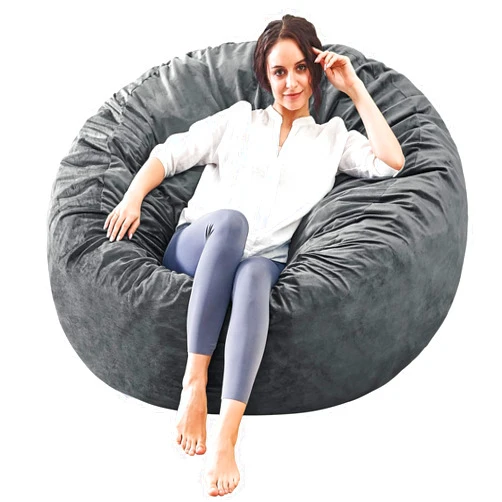 ILPEOD Bean Bag Chairs for Adults - Memory Foam Furniture BeanBag Chair - Kids/Teens Sofa with Soft Micro Fiber Cover - Round Fluffy Couch for Living Room Bedroom College Dorm - 4 ft, Grey